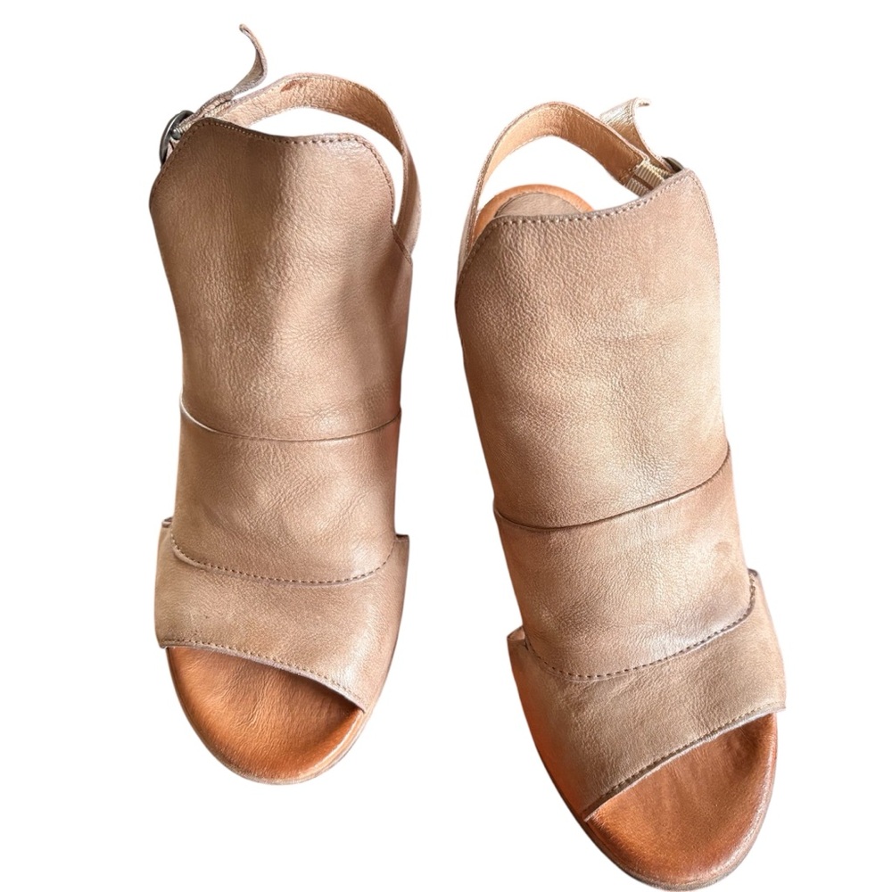Like NEW MIZ MOOZ Taupe Open-Toe Block Heel Sandals